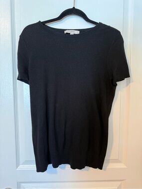 LOFT Black Short Sleeve Crewneck Tee